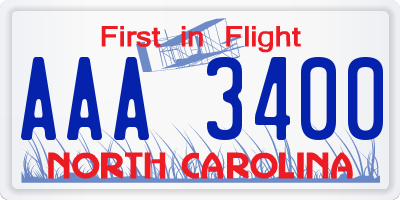 NC license plate AAA3400