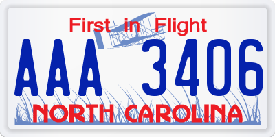 NC license plate AAA3406