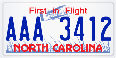 NC license plate AAA3412