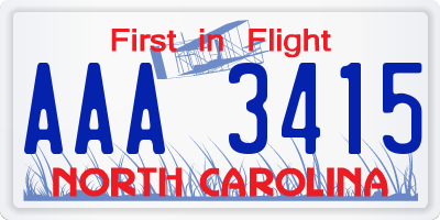 NC license plate AAA3415