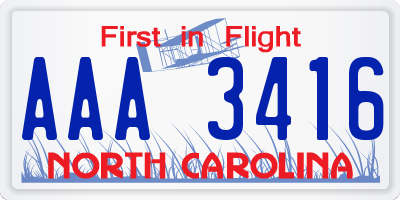 NC license plate AAA3416