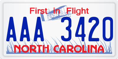 NC license plate AAA3420