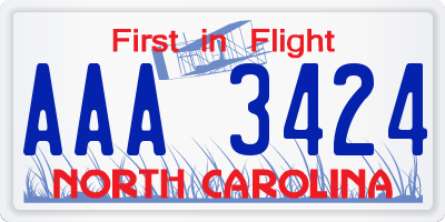 NC license plate AAA3424