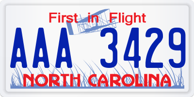 NC license plate AAA3429