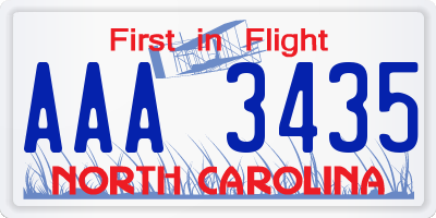 NC license plate AAA3435