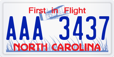 NC license plate AAA3437