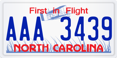 NC license plate AAA3439