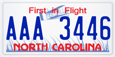 NC license plate AAA3446