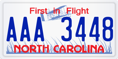 NC license plate AAA3448