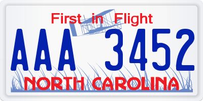 NC license plate AAA3452