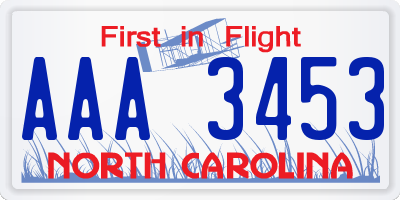 NC license plate AAA3453