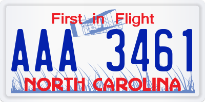 NC license plate AAA3461