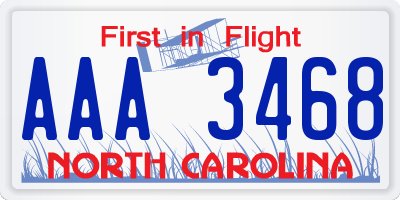 NC license plate AAA3468