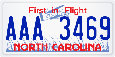 NC license plate AAA3469