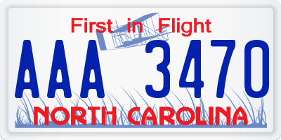 NC license plate AAA3470