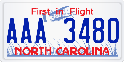 NC license plate AAA3480