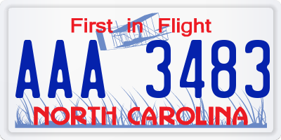 NC license plate AAA3483