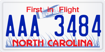 NC license plate AAA3484