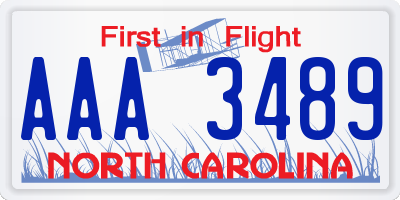 NC license plate AAA3489