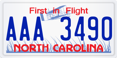 NC license plate AAA3490