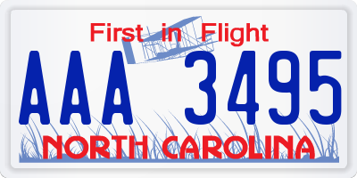 NC license plate AAA3495