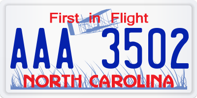 NC license plate AAA3502