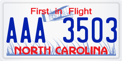 NC license plate AAA3503