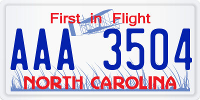 NC license plate AAA3504