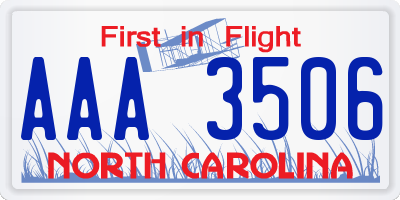 NC license plate AAA3506