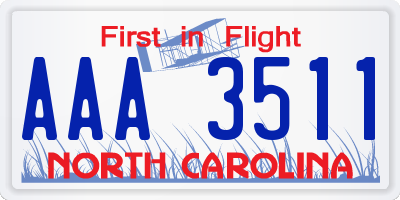 NC license plate AAA3511