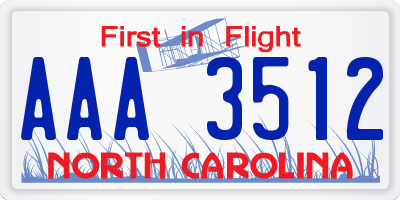 NC license plate AAA3512