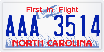 NC license plate AAA3514