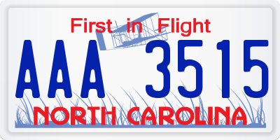 NC license plate AAA3515