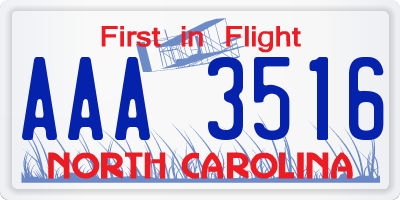 NC license plate AAA3516