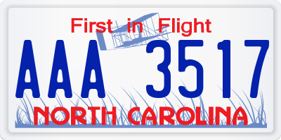 NC license plate AAA3517