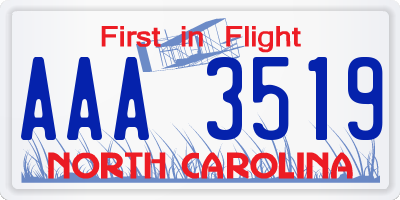 NC license plate AAA3519