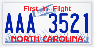 NC license plate AAA3521