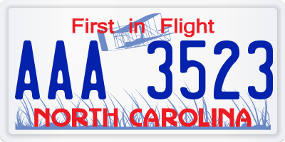 NC license plate AAA3523