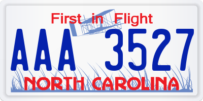 NC license plate AAA3527