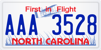 NC license plate AAA3528