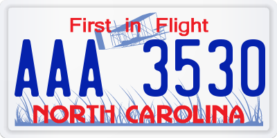 NC license plate AAA3530