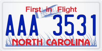 NC license plate AAA3531