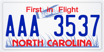 NC license plate AAA3537