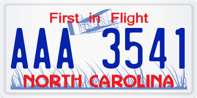 NC license plate AAA3541