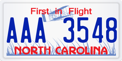 NC license plate AAA3548