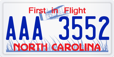 NC license plate AAA3552