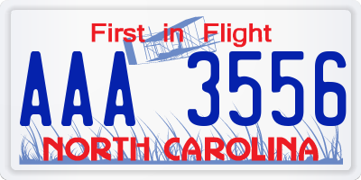 NC license plate AAA3556