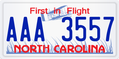 NC license plate AAA3557