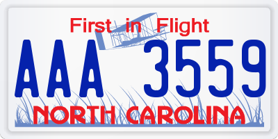 NC license plate AAA3559