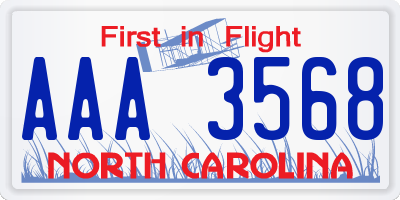 NC license plate AAA3568